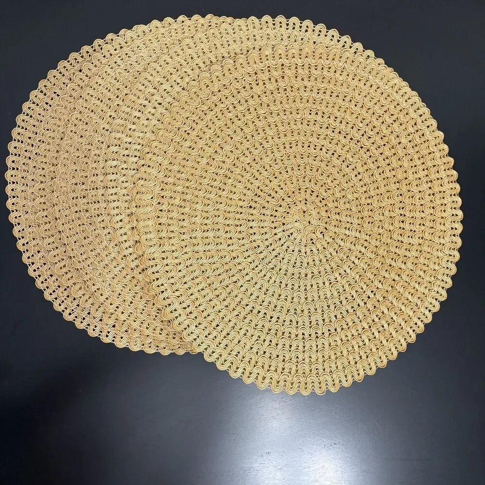 6 Woven Rattan Boho Placemats 15” Round Country Core